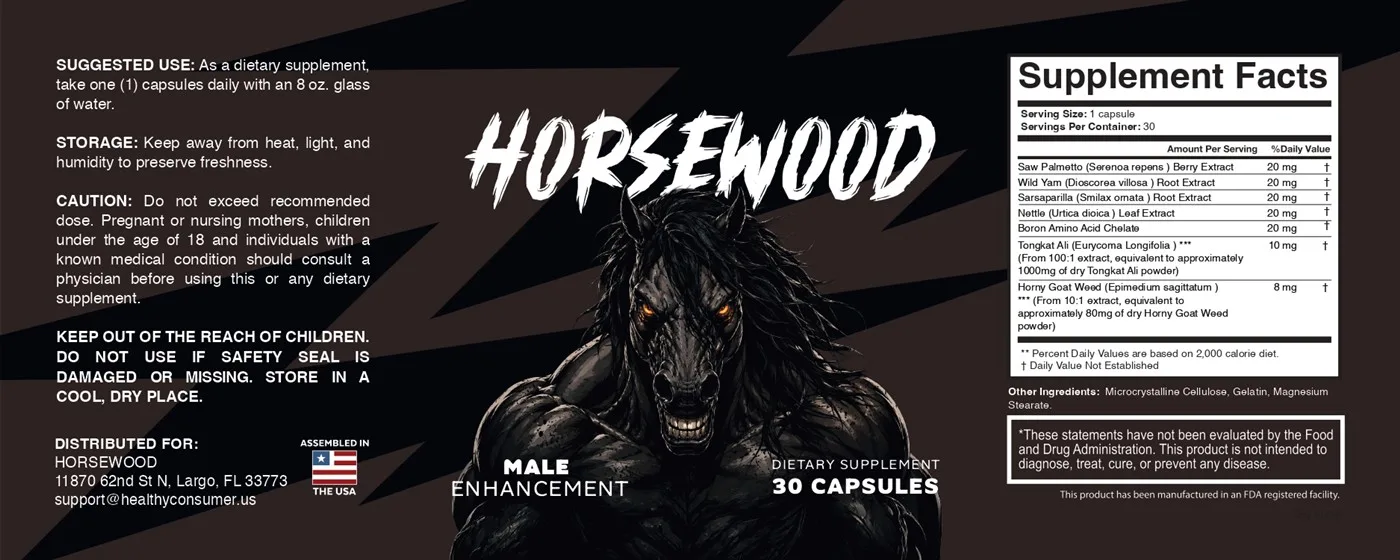 Horsewood Supplement Facts label showing ingredients and doses