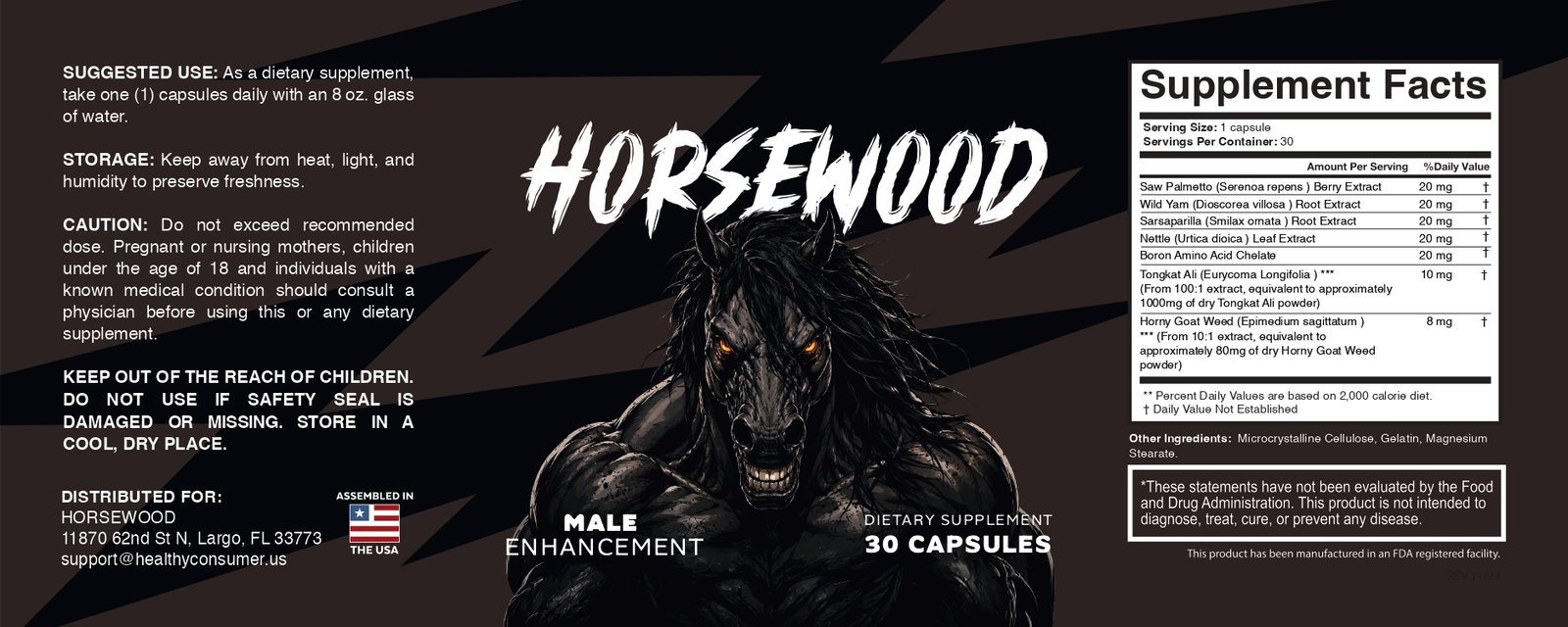 Official Horsewood Supplement Facts label