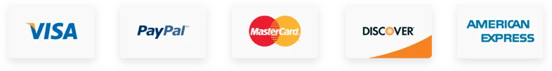 Accepted payment methods: Visa, PayPal, Mastercard, Discover and American Express