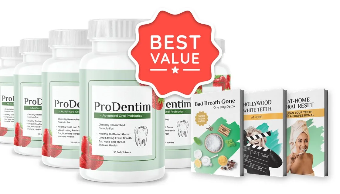 ProDentim 3 plus 3 bottle kit with 3 free digital bonuses, best value
